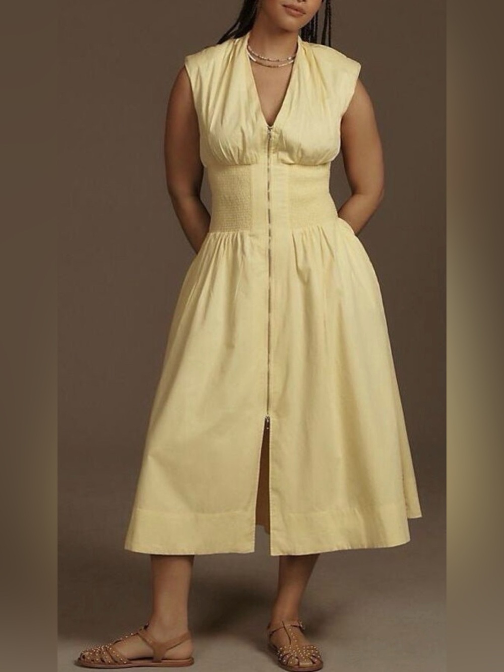 Anthropologie Tommie Zip-Front Midi Dress XS